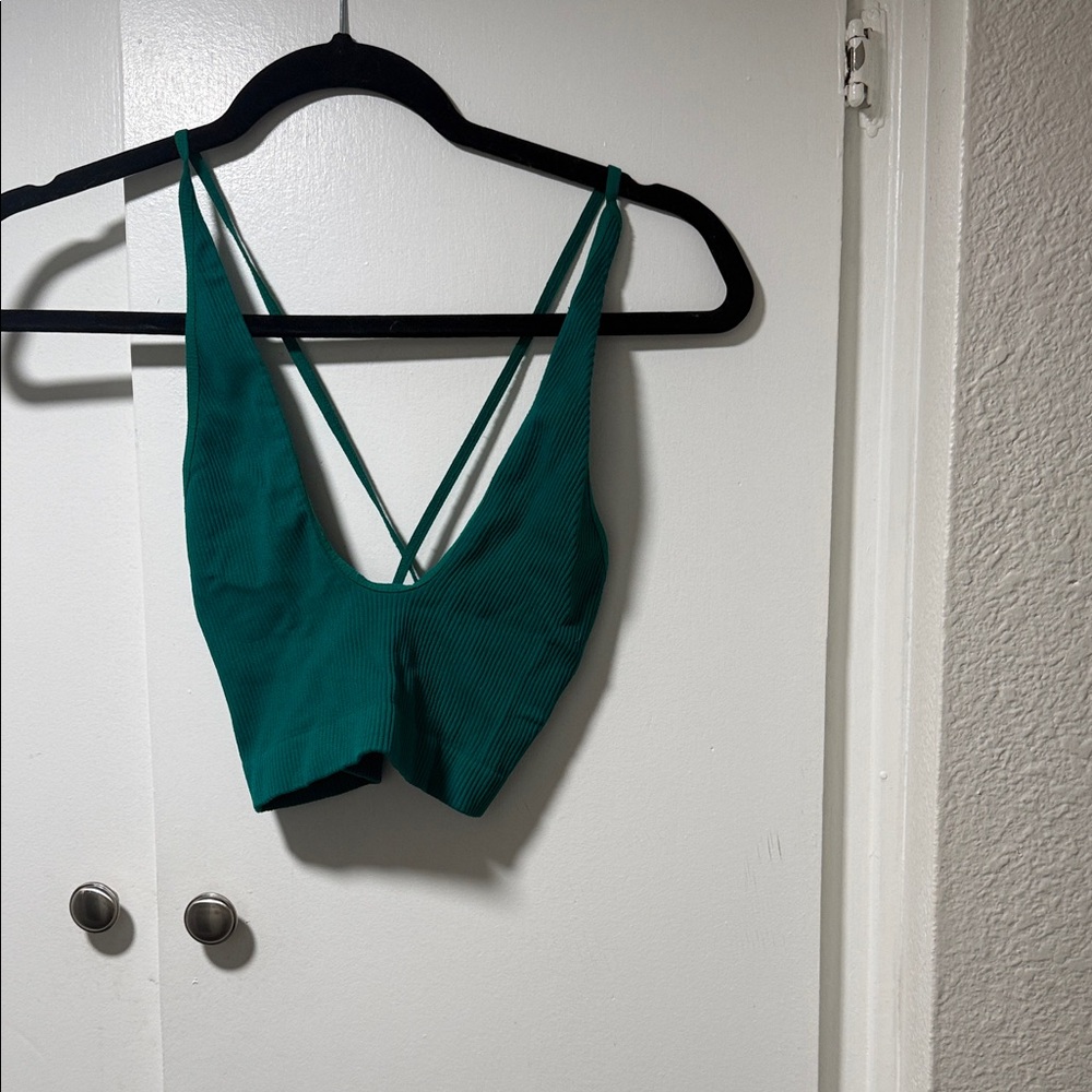 Free People Emerald Green Strappy Crop Top